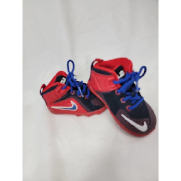 NIKE LEBRON XII RED TODDLER BLACK SHOES 685185-601 SIZE 5C - Picture 2 of 8